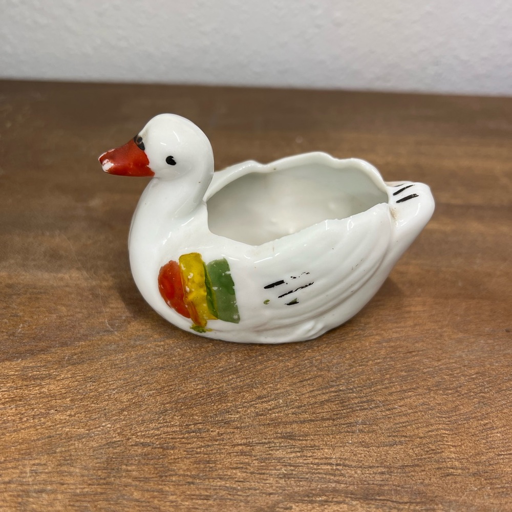 Vintage Japan Ceramic Pottery Duck Planter